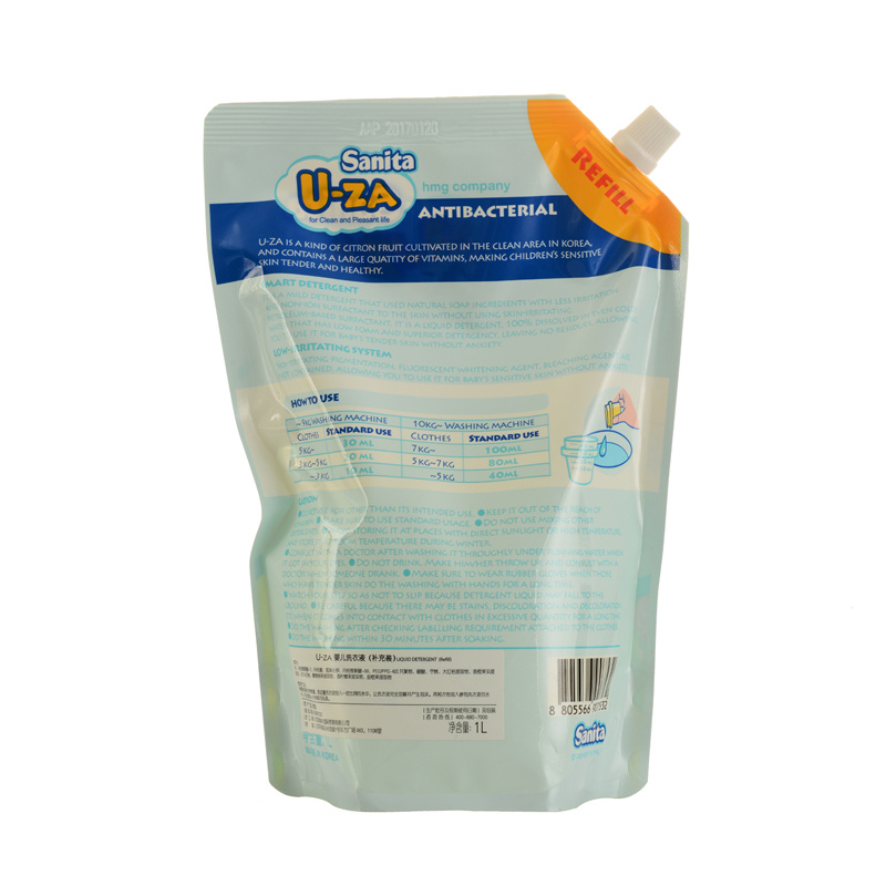 Sanita U-ZA101073婴儿洗衣液袋装(补充装)1000ml
