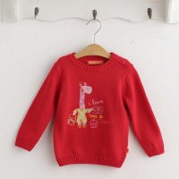 婴倍爱 春季新款 女童毛衣 长袖 线衣 女宝宝毛衣 长颈鹿提花 卡通图案 C547