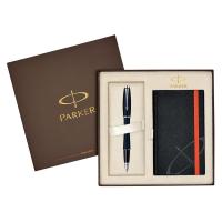 派克(PARKER) 都市深蓝白夹宝珠笔 +笔记本礼盒套装