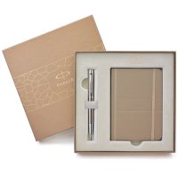 派克(PARKER)IM金属灰白夹墨水笔+笔记本礼盒套装