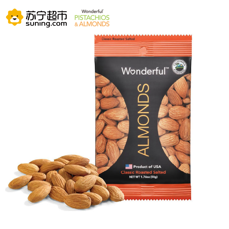 万多福(Wonderful) 美国加州巴旦木(扁桃仁) 经典盐焗味50g 坚果零食 美国进口