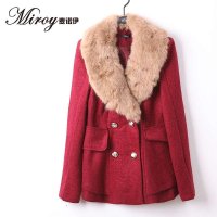 麦诺伊2014冬装新款时尚毛领兔毛领大衣