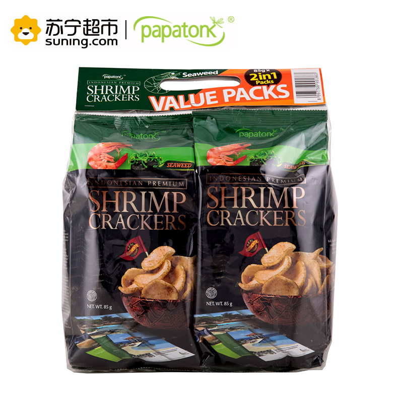 papatonk 啪啪通 虾片 海苔味 2连包 85g×2 印尼进口