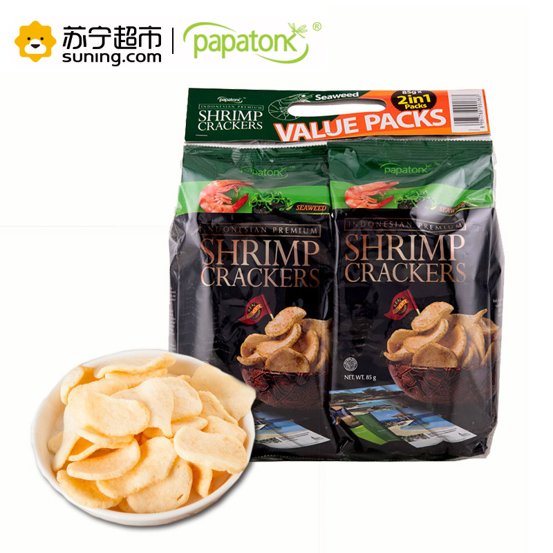 papatonk 啪啪通 虾片 海苔味 2连包 85g×2 印尼进口