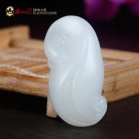 老山玉器 新疆天然和田玉白玉挂件螭龙 [老山御道“山”款]收藏 附带证书