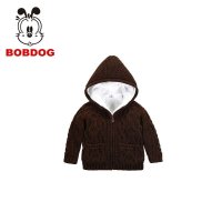 巴布豆冬装新品 加绒毛线外套毛衣线衫