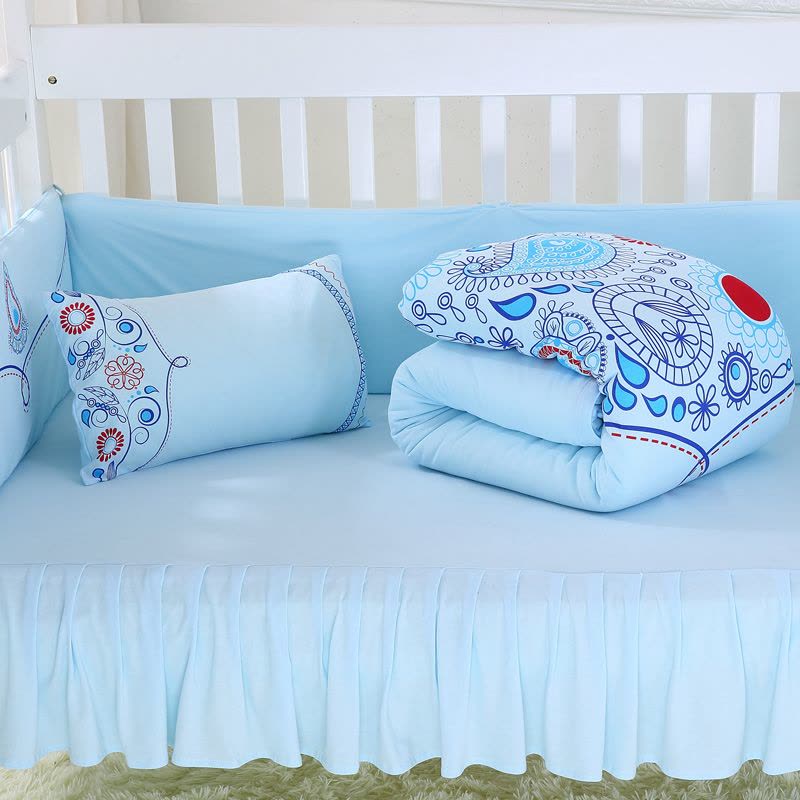 [苏宁自营]龙之涵 宝宝床品套件婴儿床床围儿童纯棉床上用品八件套60*105图片