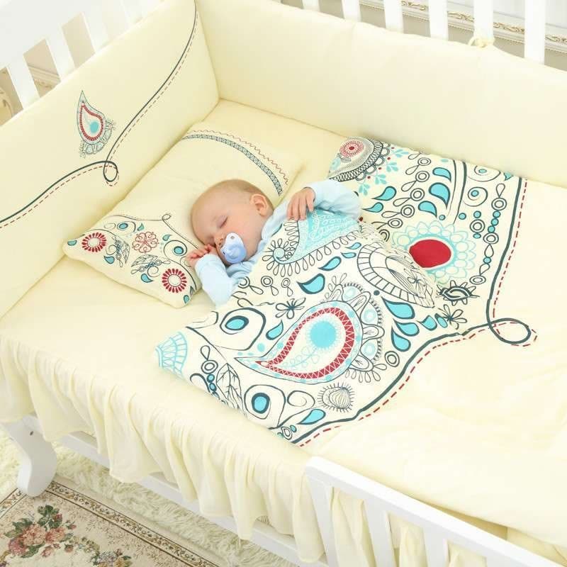 [苏宁自营]龙之涵 宝宝床品套件婴儿床床围儿童纯棉床上用品八件套70*130图片