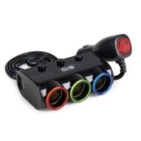 沿途 带开关一拖三点烟器 车载充电器 B39 带总开关 黑色款