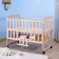 宜贝儿实木无油漆婴儿床多功能BB床可变书桌童床宝宝摇床游戏床