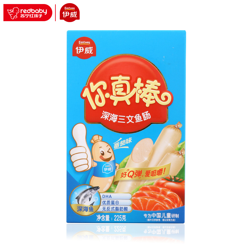 【苏宁红孩子】伊威你真棒深海三文鱼肠225g