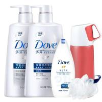 多芬深度损伤理护洗发乳700ml+润发精华素700ml+滋养美肤沐浴乳300ml+浴球+不锈钢保温水壶