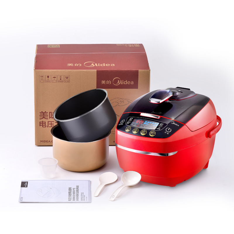 美的(Midea)WSS5060 上盖置顶设计,养生功能,微电脑式5L韩式方煲电压力锅,红色