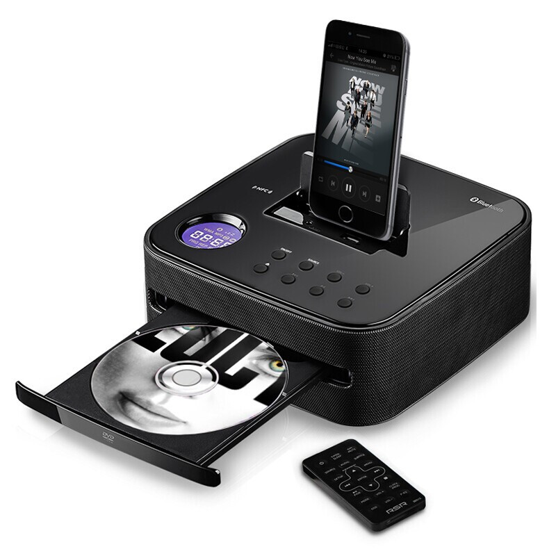 RSR DD515蓝牙音箱iphonex/7/8ipad低音炮音响蓝牙苹果CD播放机器(黑色)