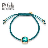 潮宏基珠宝 INDYGO爱链 18K金手绳 托帕石 配绿色手绳