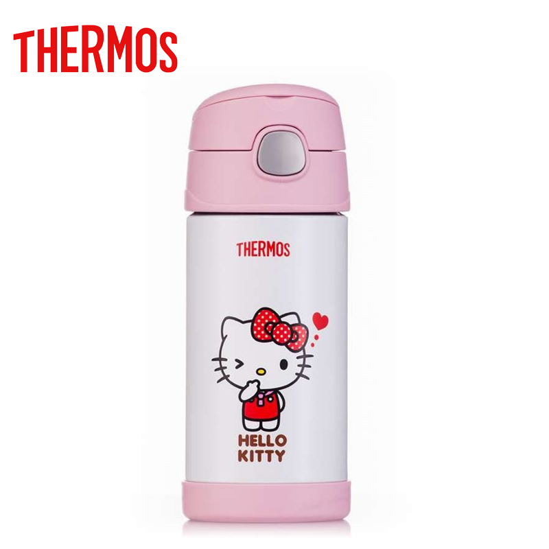 膳魔师THERMOS保温杯儿童吸管杯宝宝学饮杯婴儿训练杯便携防漏水杯F4013 KT