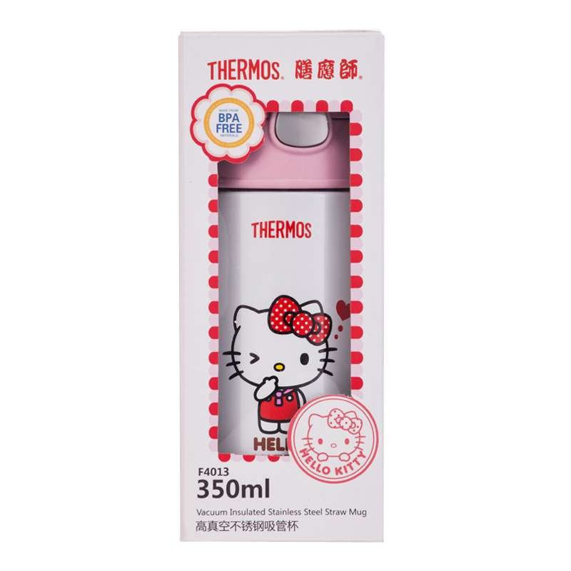 膳魔师THERMOS保温杯儿童吸管杯宝宝学饮杯婴儿训练杯便携防漏水杯F4013 KT