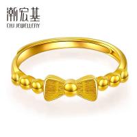 蝴蝶结 黄金足金戒指女戒活圈口 计价