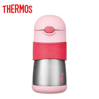 膳魔師(THERMOS)儿童不锈钢保温杯宝宝直饮杯吸管杯双盖水杯防漏 FFH-293浅粉290ML 适用年龄:8个月以上