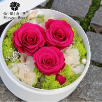 仙花盒子苏宁特供 爱的季节粉红色永生花礼盒 永生花速递