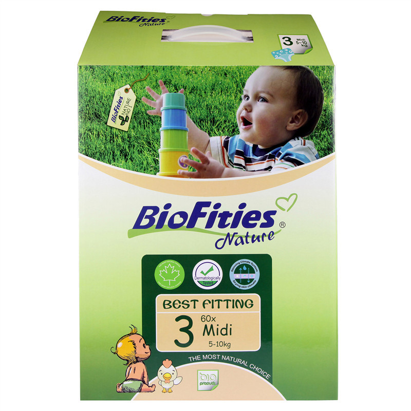 Bio Fities 爱婴舒坦 自然天使系列 纸尿裤3号 (5-10公斤) 60片(美国进口)