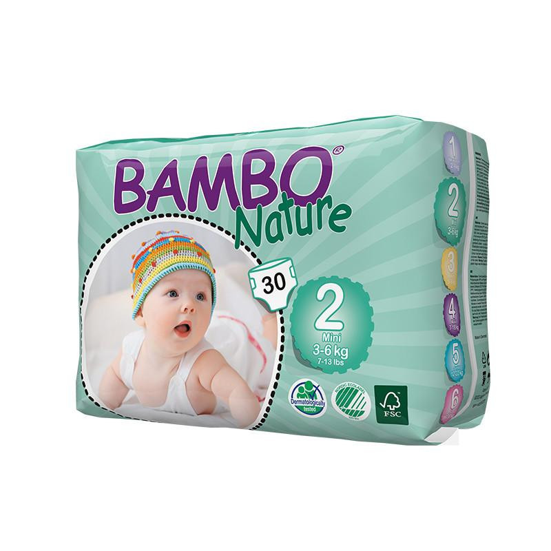 丹麦原装BAMBO Nature班博自然系列 宝宝婴儿透气纸尿裤尿不湿 2号30片3-6KG