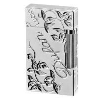 都梵DUFAN朗声打火机 幸运草D1032 侧翼砂轮打火机气体明火金银两色可选