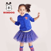 巴布豆2015春装新品儿童时尚毛衣开衫女童休闲线衫女孩纯棉针织毛衫外套