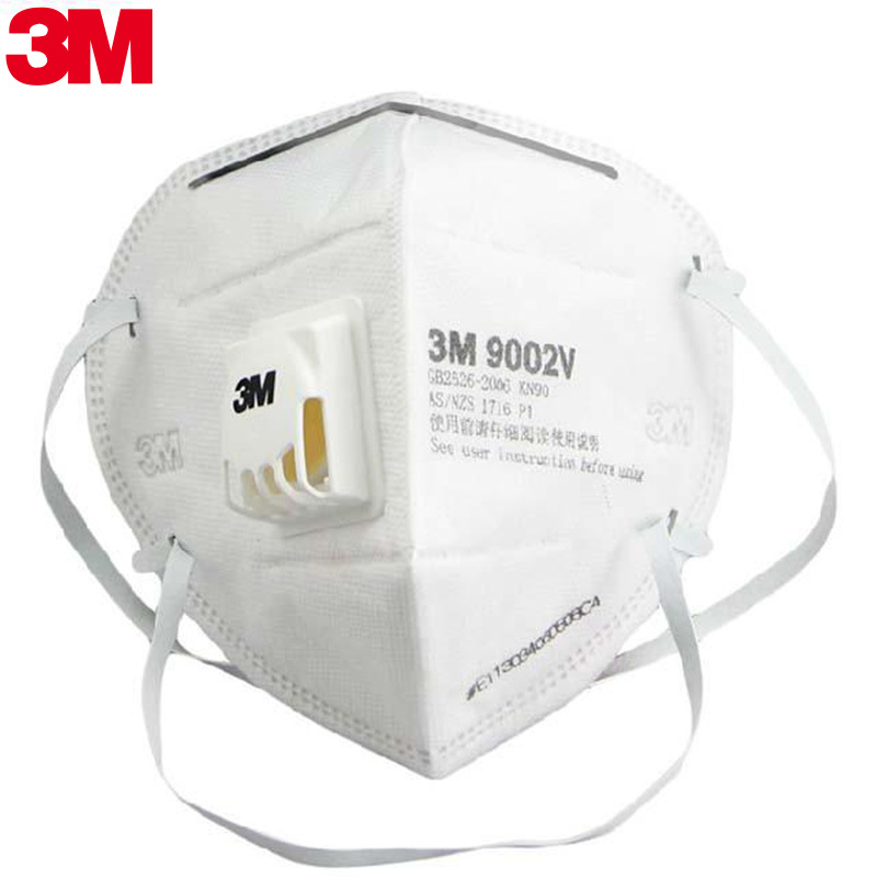 3M口罩 9002V防护口罩 防雾霾PM2.5防尘 KN90 头带式带呼气阀 两包装 3只/包 共6只