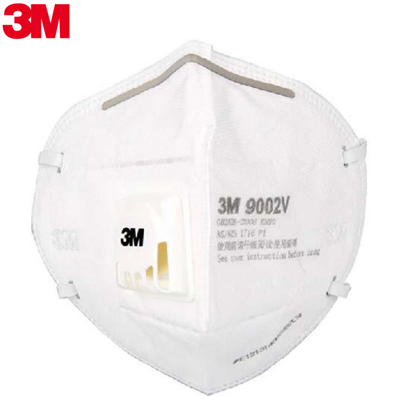 3M口罩 9002V防护口罩 防雾霾PM2.5防尘 KN90 头带式带呼气阀 两包装 3只/包 共6只
