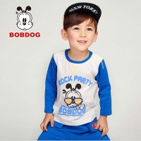 巴布豆2015春装新款儿童长袖t恤男童纯棉卡通休闲服长袖polo衫