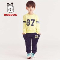 巴布豆儿童装2015新品男童时尚卫衣套装儿童长袖两件套宝宝春装