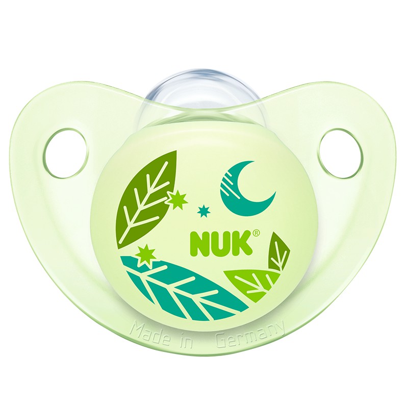 NUK夜光型硅胶安抚奶嘴(0-6个月)花型随机