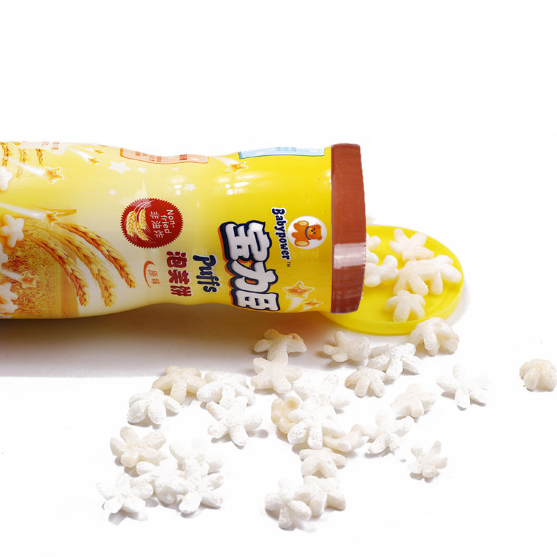 宝力臣宝宝辅食零食泡芙饼原味 36克 桶装