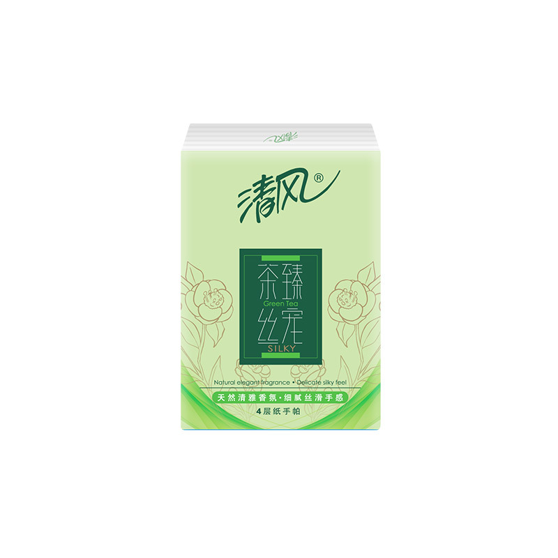 [苏宁易购超市]清风抽纸茶臻丝宠4层8张12包迷你型手帕纸
