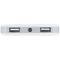 爱国者(aigo)移动电源 N6 10000毫安 聚合物电芯 双USB LED手电 充电宝 白色灰边
