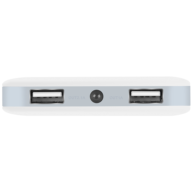 爱国者(aigo)移动电源 N6 10000毫安 聚合物电芯 双USB LED手电 充电宝 白色灰边