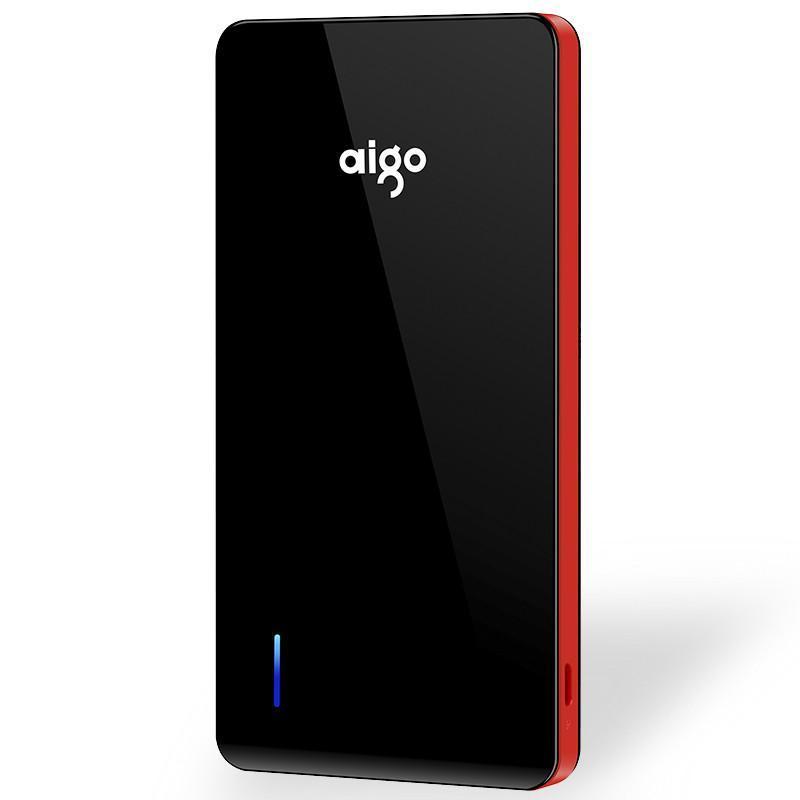 爱国者（aigo） 移动电源 N6 10000mAh 聚合物电芯 双USB LED手电 充电宝 黑色红边