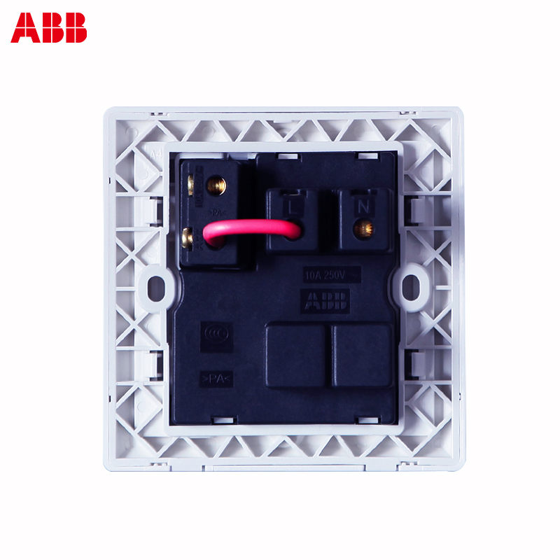 ABB开关插座 德逸雅白 一开四孔带LED灯插座86型面板AE234