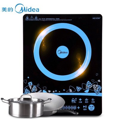 美的(Midea)WH2103 全新匀火一键通滑控静音电磁炉(赠汤锅+炒锅)