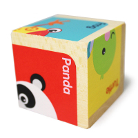 费雪儿童益智积木玩具木质四粒六面画拼图1-3周岁宝宝早教FP1001A