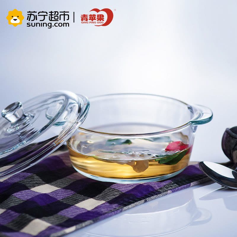 青苹果 钢化玻璃煲 1L 带盖图片