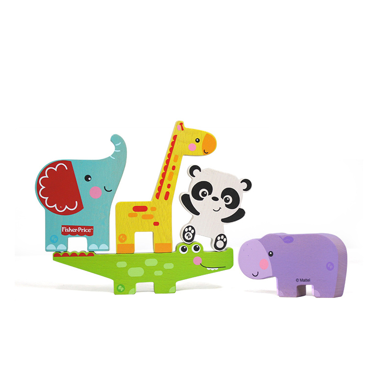 Fisher Price 费雪 小动物平衡积木 FP6003 五件套 儿童早教益智木制玩具 18个月宝宝生日礼物