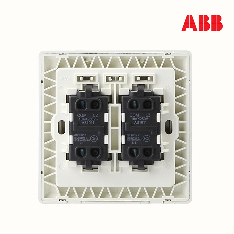 ABB开关面插座 德逸珍珠金 二开单控带装饰线开关面板AE132-PG