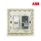 ABB开关插座 德逸珍珠金 二位电视电话插座86型面板AE324-PG