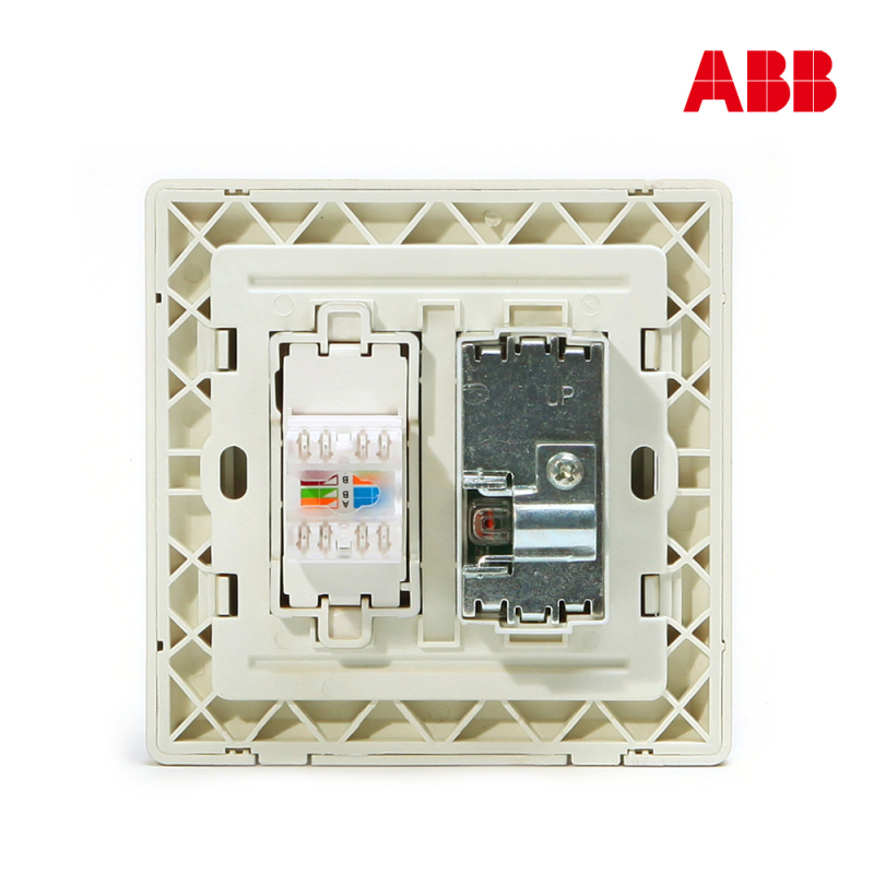 ABB开关插座 德逸珍珠金 二位电视电话插座86型面板AE324-PG