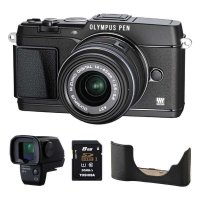 奥林巴斯 数码微单 E-P5 CAMERA BLK 14-42mm II R BLK EVF BLK+真皮皮套