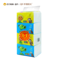 幸福阳光 植物大战僵尸系列纸巾 2层(二层)中规格(中幅)200抽*4包 抽纸 软抽 卫生纸 国产原生木浆