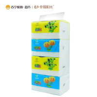 幸福阳光 植物大战僵尸系列纸巾 2层(二层)中规格(中幅)200抽*4包 抽纸 软抽 卫生纸 国产原生木浆