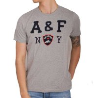 Abercrombie&Fitch阿贝克隆比&费奇(A&F)街景压印图案男士灰色短袖T恤衫AF120
